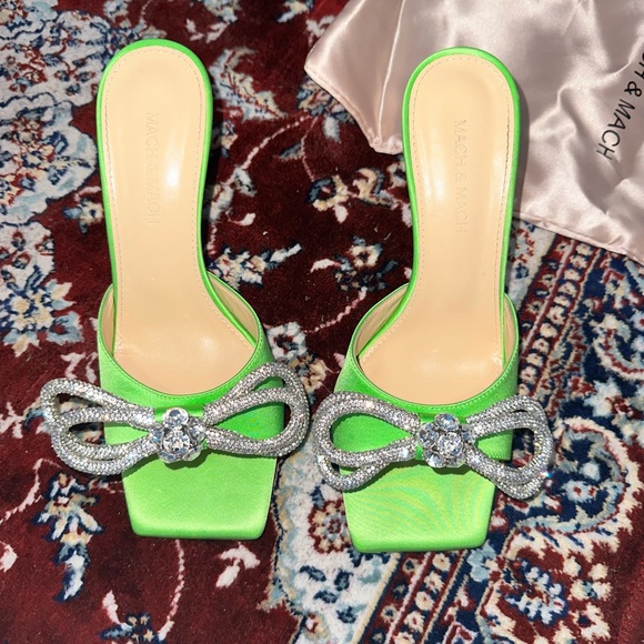 Mach & Mach Green Bow embellished heels EU 37.5 7.5 women - Picture 6 of 11